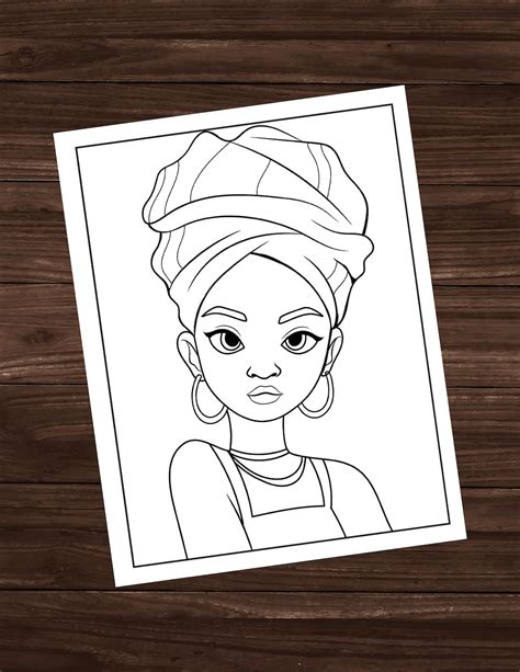 Black Girl Coloring Page Printable Coloring Page All Ages Coloring