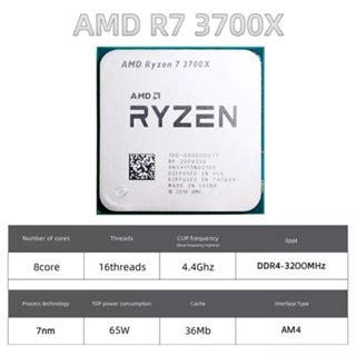 Used AMD Ryzen 7 3700X R7 3700X 3 6GHz Eight Core Sixteen Thread CPU