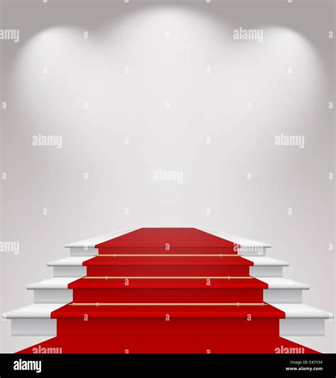 Illustration Stairs Covered With Red Carpet Scene Illuminated Vector