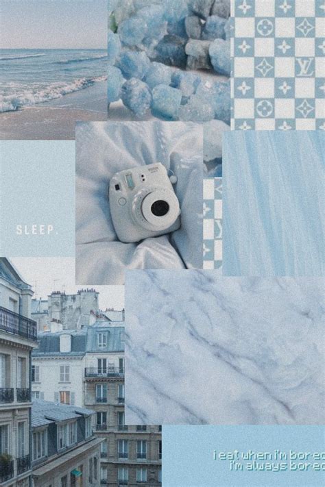 Blue Aesthetic Collage With 2 Cute Patterns Wallpaper Wallpaper