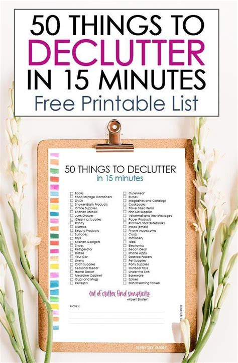 Things To Declutter In Minutes A Day Free Printable List In