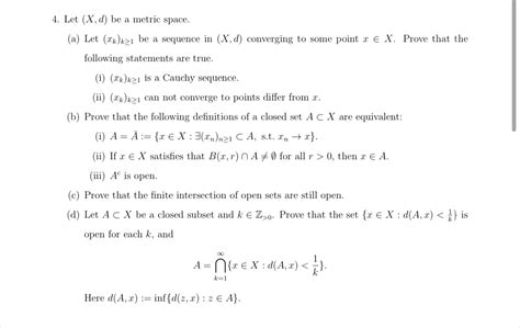 4 Let X D Be A Metric Space A Let Ft Xk K Q 1 StudyX