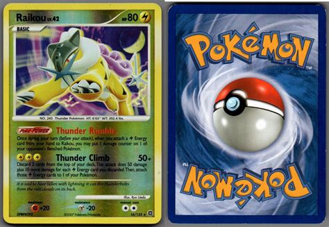 Pokemon D P Secret Wonders Raikou Lv Reverse Holo