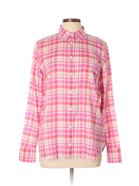 J Crew Plaid Pink Long Sleeve Button Down Shirt Size 10 70 Off Thredup