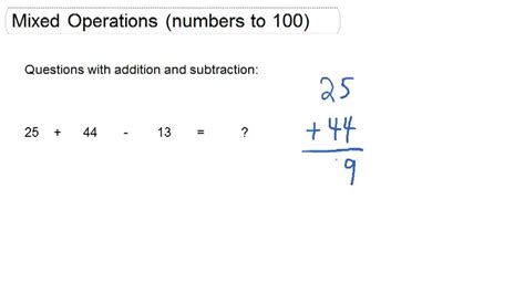 Overview Of Mixed Operations Numbers To 100 Video Arithmetic