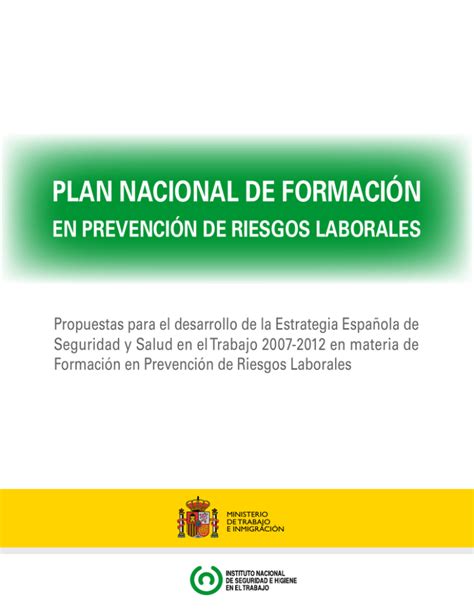 PLAN NACIONAL DE FORMACIÓN EN PREVENCIÓN DE RIESGOS LABORALES