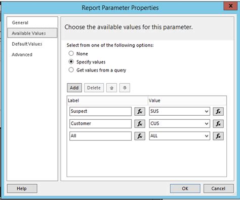 SSRS Custom Code Parameter Values To Include All GingerHelp