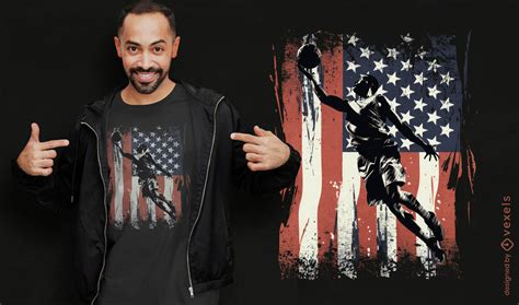 Basketball Soccer And American Flag T Shirt Design Psd Editable Template