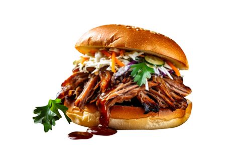 Tasty Pulled Pork Burger On Transparent Background Png