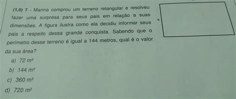 Marina Commprou Um Terreno Retangular E Resolveu Fazer Uma Surpresa