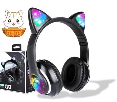 Fone Orelha De Gato Headphone Gatinho Led Fone Bluetooth Dobr Vel