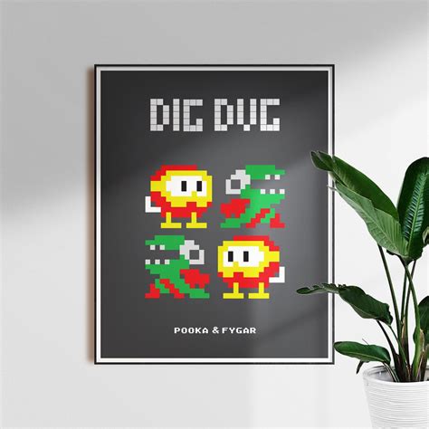 Dig Dug Pooka & Fygar Video Game Poster Dig Dug Video Gaming Art Print ...