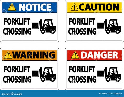 Forklift Crossing Sign on White Background Stock Vector - Illustration ...