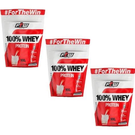 Kit 3X 100 Whey Protein 900g Refil Leite FTW No Atacado