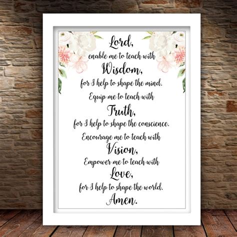 Teacher's Prayer Printable Motivational Quote - Etsy