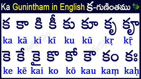 Ka Gunintham in English How to write Ka gunintham క గణత Learn