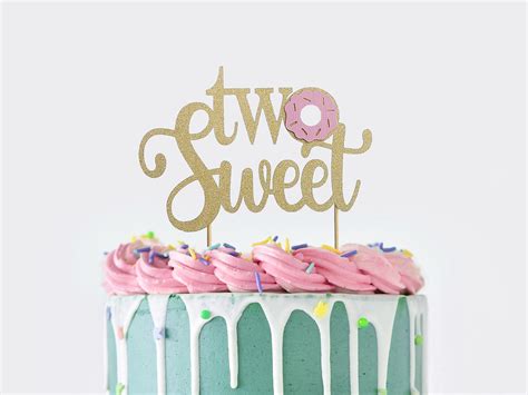 Two Sweet Cake Topper Cake Topper 2nd Birthday Party Two Sweet Etsy