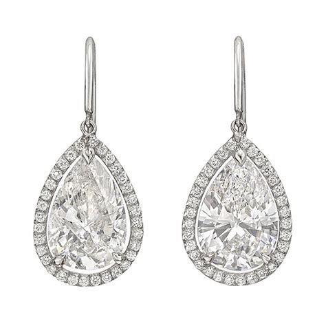 Betteridge Pear Shaped Diamond Platinum Drop Earrings From A Unique Collection Of Vintage Drop