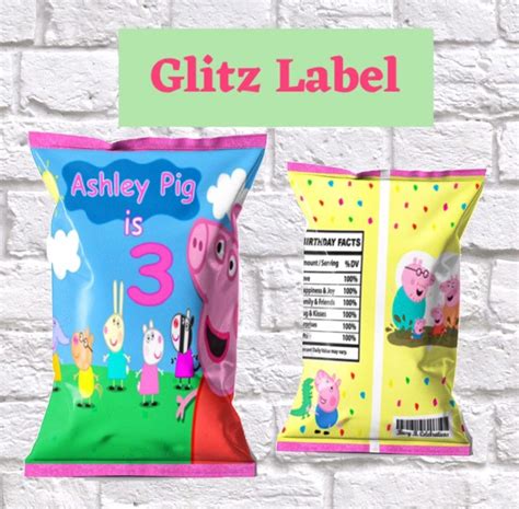 Peppa Pig Chip Bags Peppa Pig Party Favors Custom Chip Etsy