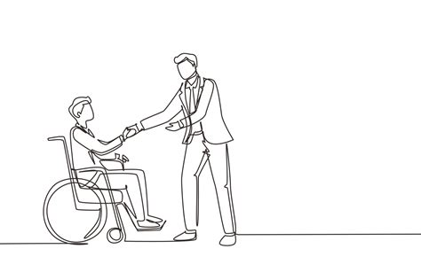 Single One Line Drawing Disability Employment Work For Disabled People