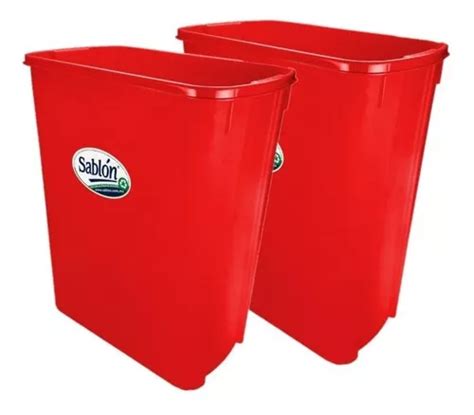 2 Pack Bote De Basura 42l Sin Tapa Color Rojo Envío gratis