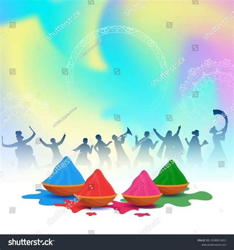 Happy Holi Celebration Background Bowls Full Stock Vector (Royalty Free ...