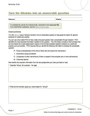 Fillable Online Turn The Dilemma Into An Answerable Question In This
