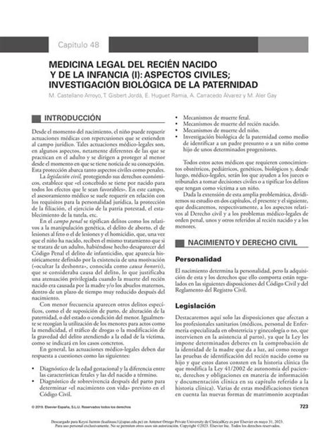 Medicina Legal Del Recién Nacido Y De La Infancia I Aspectos Civiles