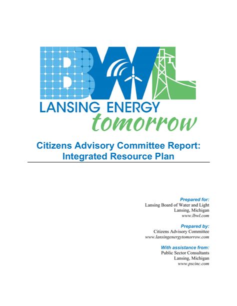 Citizens Advisory Committee Report Integrated Resource Plan