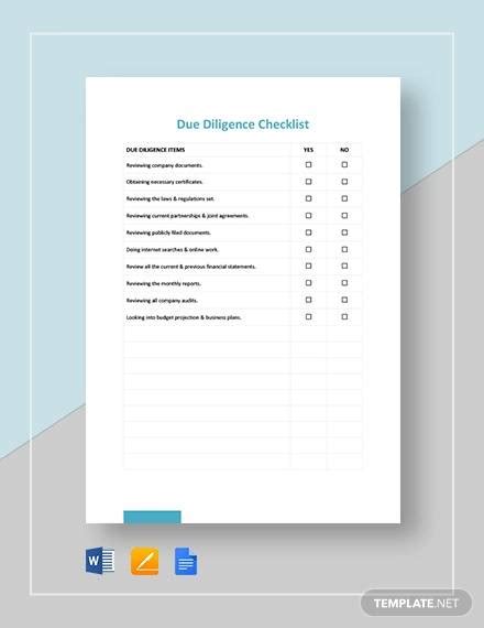 Free 12 Sample Due Diligence Checklist Templates In Pdf Ms Word