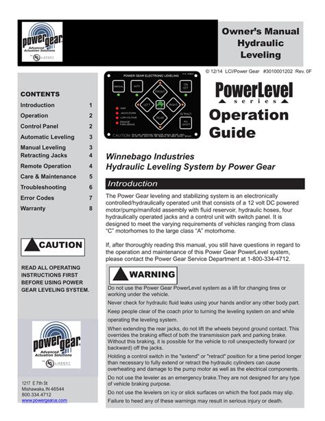 Power Gear Leveling System Service Manual