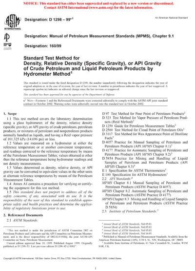 ASTM D1298 99e1 Standard Test Method For Density Relative Density