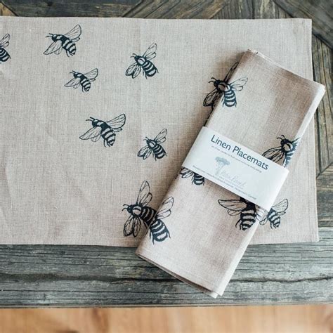 Honey Bee Design Pure Linen Place Mats Made In The Uk Pure Linen