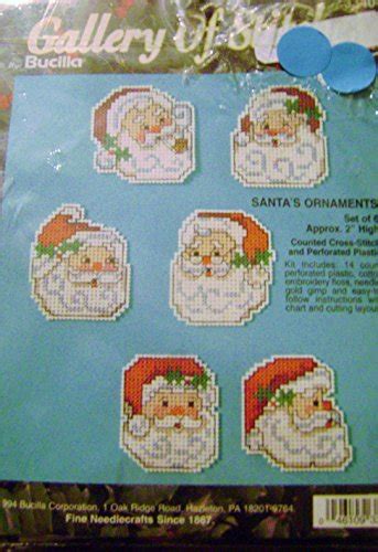 Bucilla Gallery Of Stitches Santas Ornaments Counted Cross Stitch