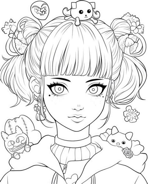 Premium Ai Image Anime Coloring Page Black And White Line Art Of Popular Asian Female