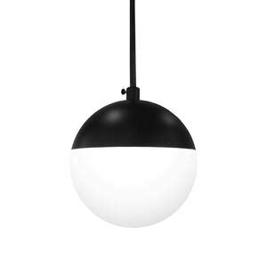 Pendente Jabuti Meia Lua Na Cor Preto Globo Branco Fosco Para 1