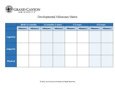 Developmental Milestones Matrix Ecs 125 Developmental Milestones Matrix Birth 12 Months 12