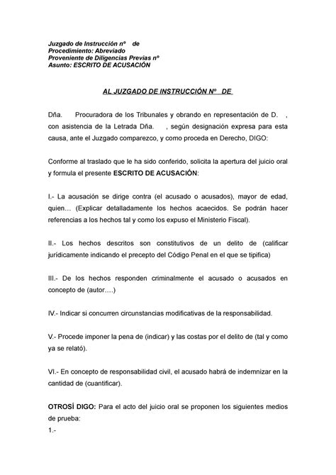 11 Escrito De La Acusación Particular Juzgado De Instrucción Nº De