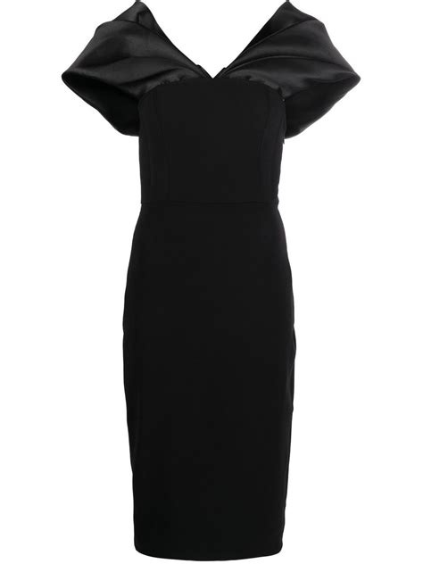 Solace London Wrenley Off Shoulder Midi Dress Black Farfetch