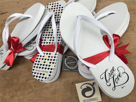 Chinelo Personalizado De Casamento Corações E Rase True Love