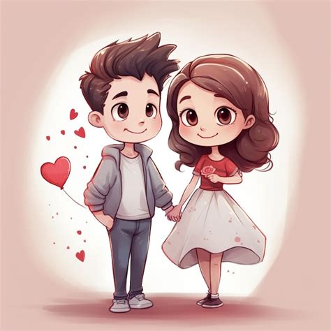 Premium AI Image | Cartoon Drawing Of A Couple Holding Hands And Holding A Heart