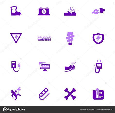 High Voltage Icons Set Stock Vector By Lisess