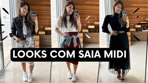 LOOKS SAIA MIDIA COMO USAR SAIA MIDI TÊNIS YouTube