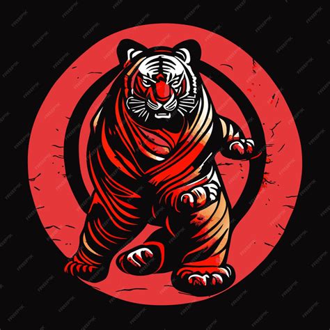 Premium Vector Weathered Japanese Tattoo Of The Full Body Of A Tiger Vector Illustration Cartoon