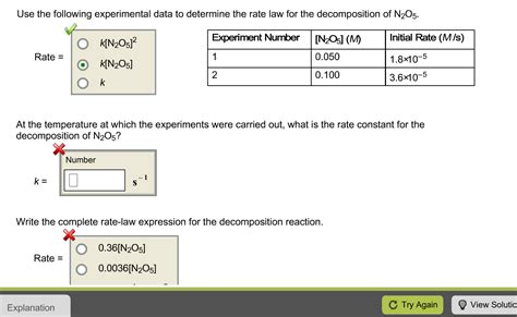 Solved Use The Following Experimental Data To Determine The Chegg