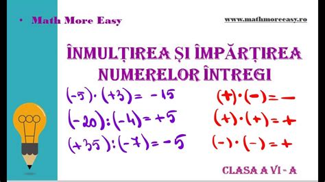 Inmultirea Si Impartirea Numerelor Intregi YouTube