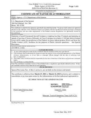 Fillable Online FAA FORM 7711 1 UAS COA Attachment Public Agency SUAS