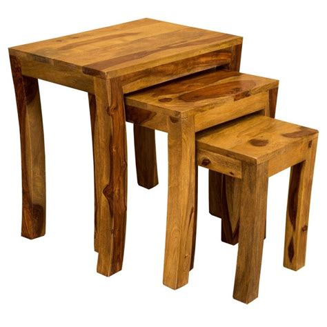 Jali Sheesham Nest Of Tables Curved Legs Sheesham Furniture