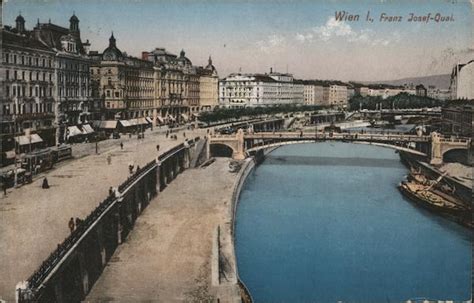 Stefanie Bridge and Franz Josef Dock Vienna, Austria Postcard