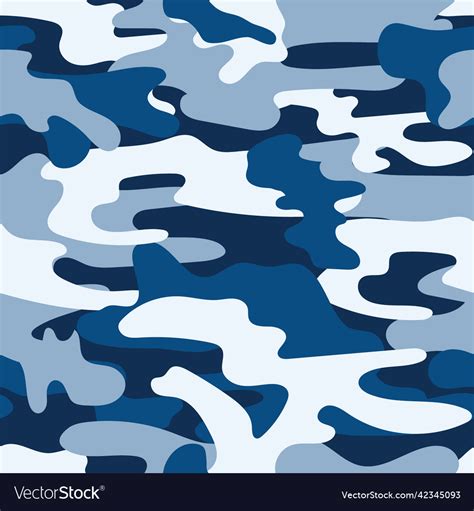 Classic Blue Camouflage Seamless Pattern Vector Image